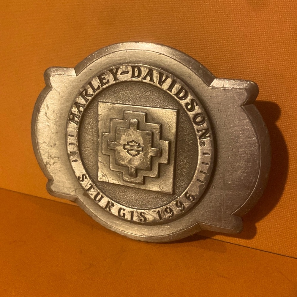 Vintage Harley Davidson Motorcycle Marked  #0736/3000 Sturgis 1996 Belt Buckle